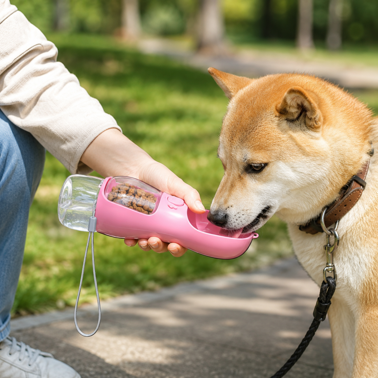 Wag & Roam Portable Dog Water Bottle with Food Container