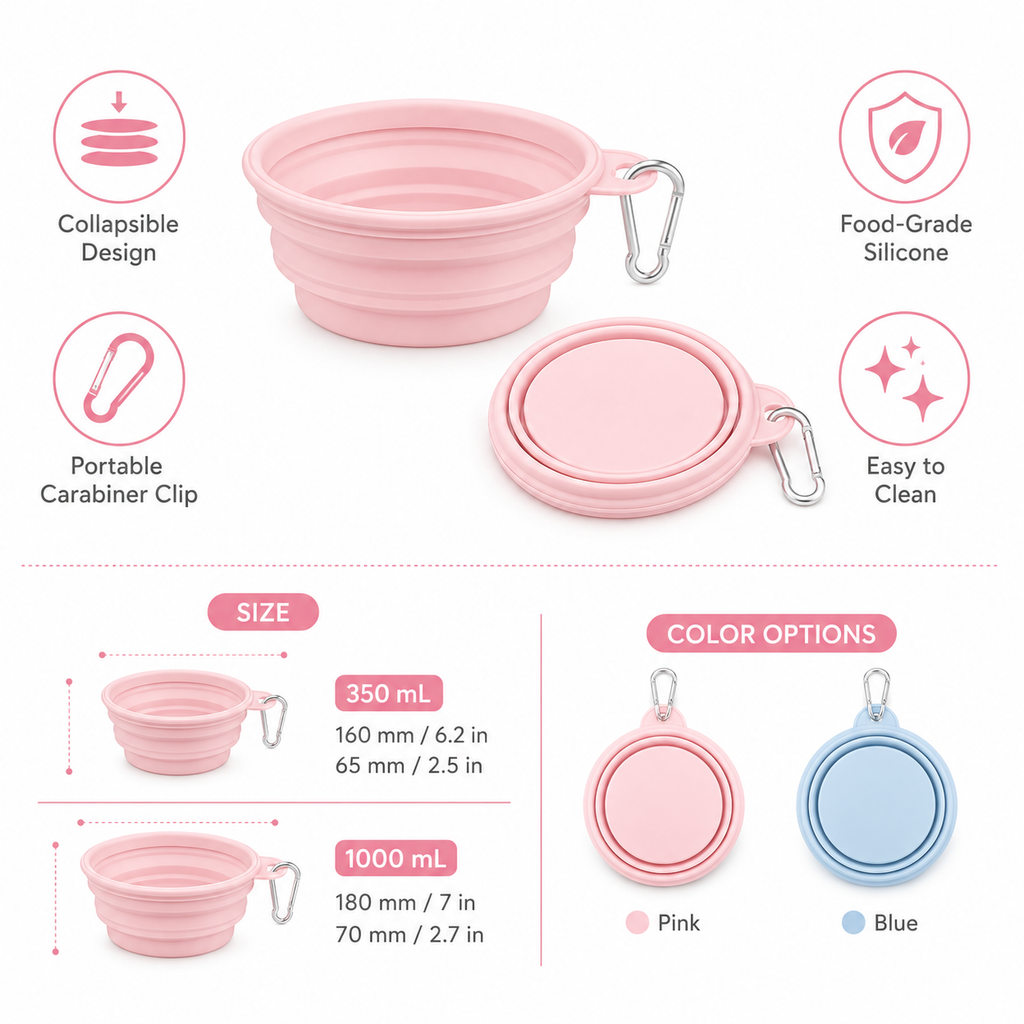 Wag & Roam Collapsible Silicone Dog Bowl