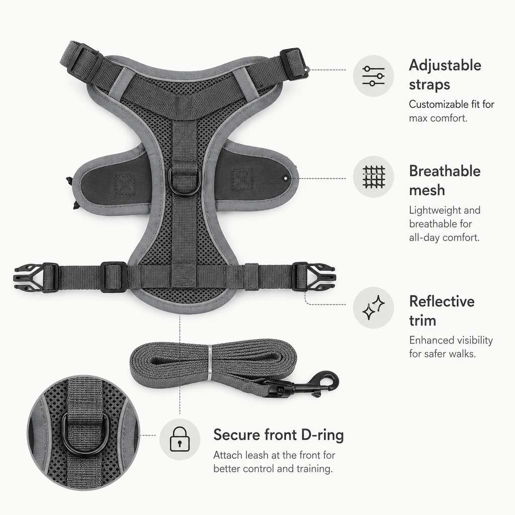 Wag & Roam No-Pull Harness & Leash Set for Small Dogs