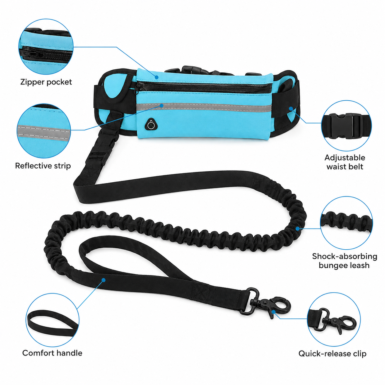 Wag & Roam Hands-Free Running Waist Leash