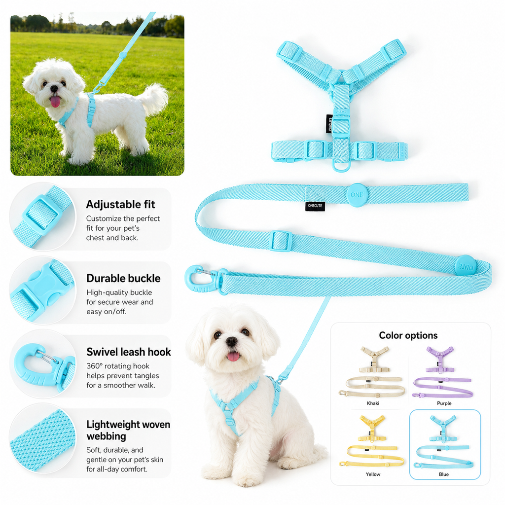 Wag & Roam Puppy Macaron Harness, Collar & Leash Set